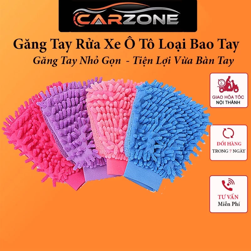 Găng Tay Rửa Xe Ô Tô CARZONE Microfiber - Bao Tay Lau Xe Chuyên Dụng, Không Xước Sơn Xe, Vệ Sinh Nội Thất