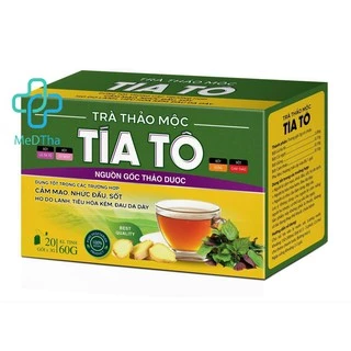 Trà Thảo Mộc Tía Tô Nguồn Gốc Thảo Dược - Giải cảm, ho, ho do lạnh, tiêu hóa kém, đau dạ dày, nhức đầu, sốt (20 túi)