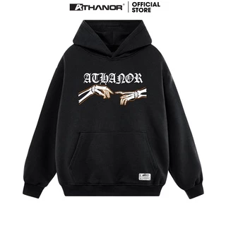 Áo hoodie unisex ATHANOR chất nỉ bông dày form rộng tay bồng cotton 100% mẫu Acid Heart Bones 055