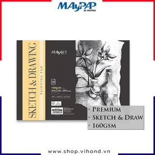 [HÀNG THANH LÝ] Tập sổ vẽ nghệ thuật MayArt Sketch & Drawing Pad A4 160gsm – 20 tờ