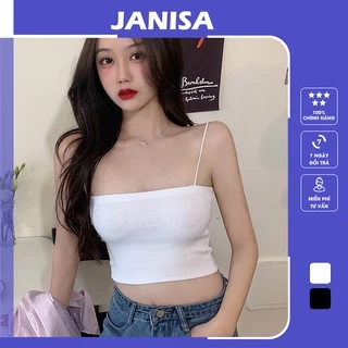 Áo hai dây nữ croptop dáng ôm kiểu ống 2 dây bún cao cấp JANISA CT04