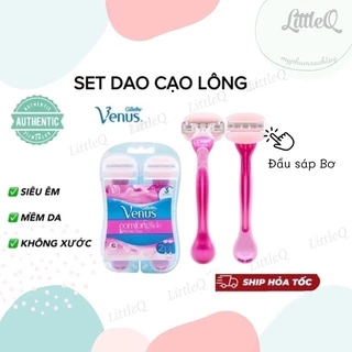 (dùng nhiều lần - CÓ CHE TÊN) SET 2 DAO CẠO CHO NỮ CÓ ĐẦU BƠ VENUS - Gillette white Tea Venus Spa