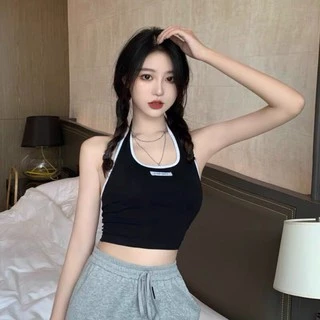 Áo Croptop thun nữ kiểu yếm ôm hở lưng sexy phong cách Hàn quốc