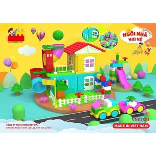 Bộ lắp ghép ngôi nhà vui vẻ VNKT 011 -Vinakidstoys đồ chơi lắp ghép việt năm ( size Lego Dulo)