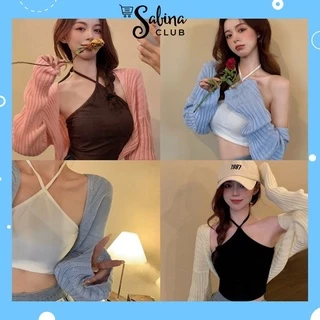 Áo 2 Dây Nữ Kiểu yếm Chéo Dáng Croptop Chất Thun Tăm Siêu Xinh B2