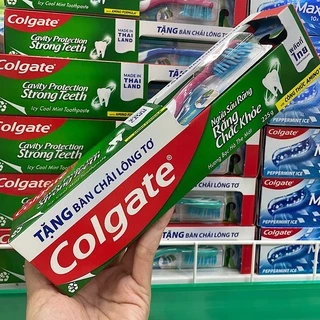 (Tặng bàn chải) Kem đánh răng Colgate Ngừa sâu răng Chắc khoẻ 225g_Xanh Lá