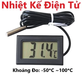 Nhiệt Kế Điện Tử -50*C ~100*C Loại Xịn Có Đầu Dò Chống Nước - Đồng Hồ Đo Nhiệt Độ Hiển Thị LCD - Dây dài 1 mét - Có Pin