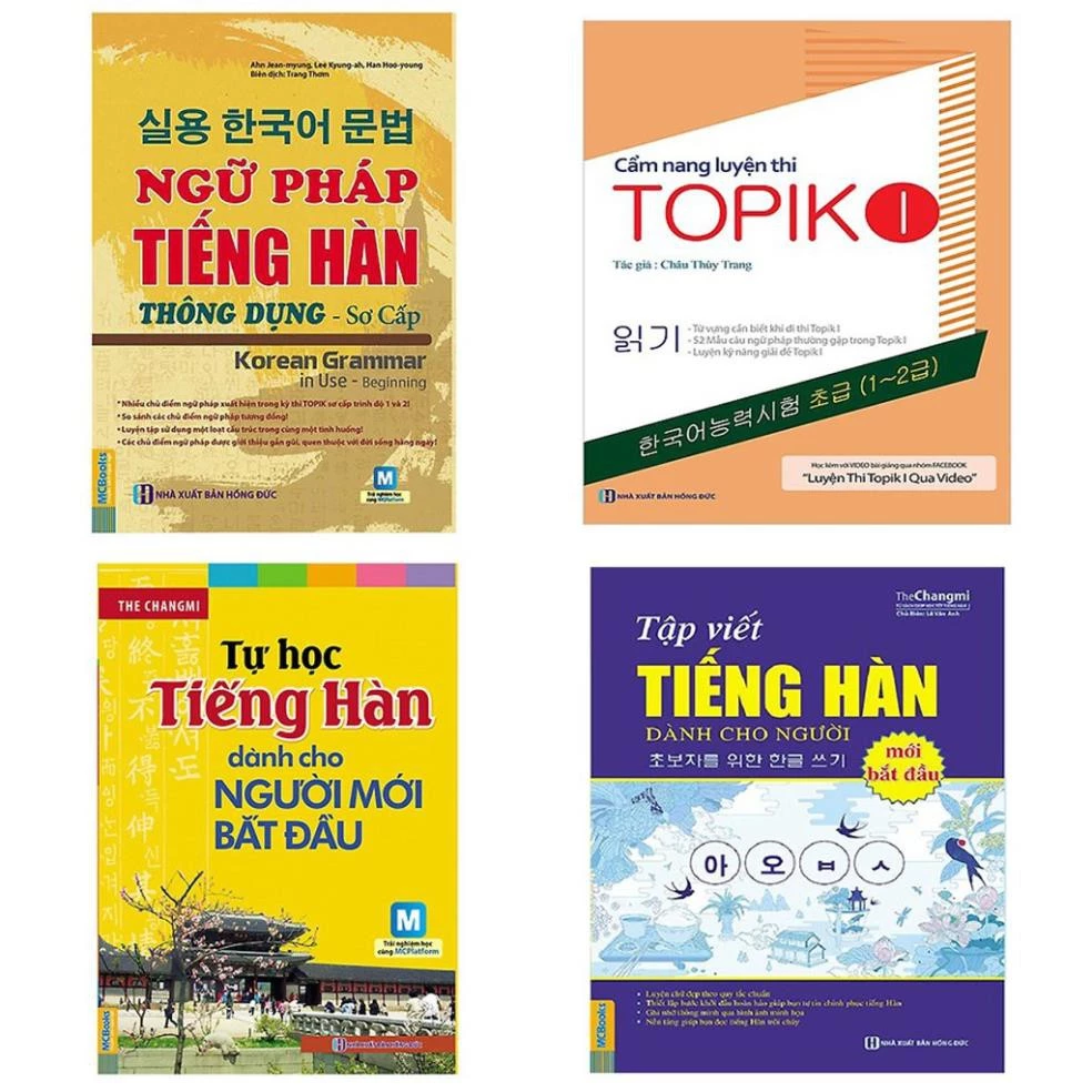 Sách -Combo trọn bộ 4 cuốn tự học tiếng Hàn dành cho người mới bắt đầu