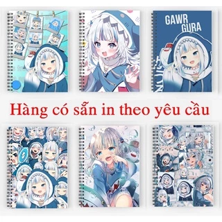 sổ tay anime manga Gawr Gura Hololive sổ gáy xoăn 200 trang