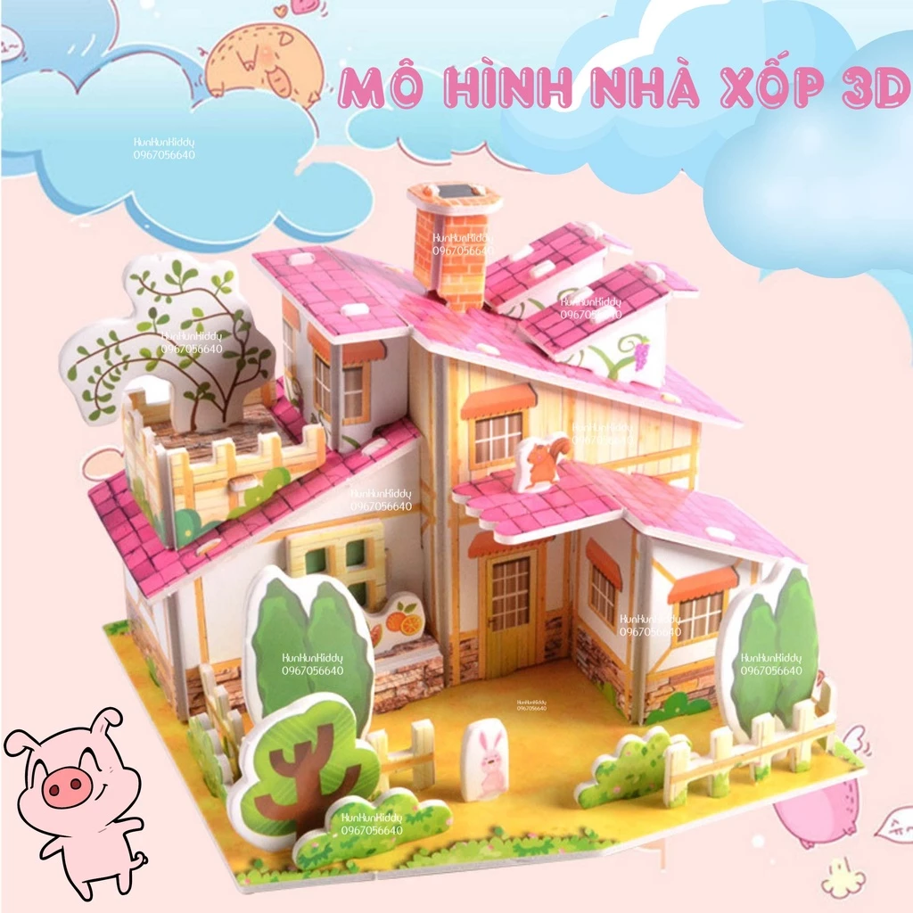 Đồ chơi nhà mô hình 3D bằng xốp cho bé