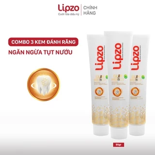 Combo 3 Kem Đánh Răng Lipzo Gum Protect 95Gr Ngăn Ngừa Tụt Nướu, Chảy Máu Chân Răng, Ngừa Khuẩn, Cho Răng Chắc Khoẻ