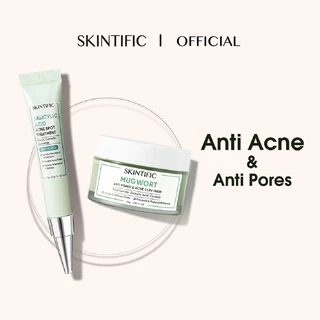 SKINTIFIC Combo 2PCS-giảm mụn SKINTIFIC gồm Mặt nạ đất sét ngải cứu 55g + Gel chấm mụn 10g