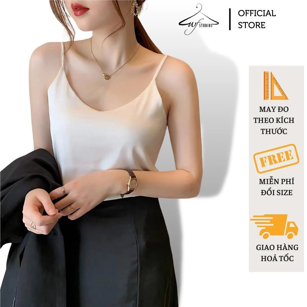 Áo hai dây nữ lụa ngọc trai cao cấp mặc trong áo blazer, chất vải mát mịn, không nhăn - AD01 - wfstudios