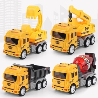 Bộ đồ chơi cho bé xe xây dựng KAVY gồm 4 chiếc, chi tiết sắc sảo, nhựa an toàn, các khớp chuyển động (màu vàng hoặc đỏ)