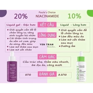 Tinh Chất Serum Paula’s Choice Niacinamide 10%/20% Se Khít Lỗ Chân Lông