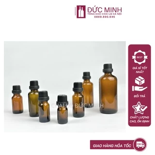 Lọ đựng chiết tinh dầu thủy tinh màu nâu nắp nhựa đen nhỏ giọt dung tích 5ml/10ml/15ml/20ml/30ml/50ml/100ml [Giá sỉ/Lẻ]