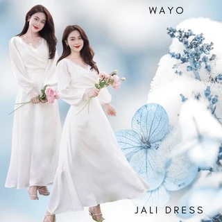 [Jali Dress] Đầm WAYO cô dâu maxi trắng dài tay phối ren chụp hình cưới xinh xắn