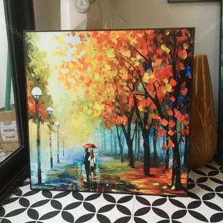 (New) Tranh in phong cảnh sơn dầu, kích thước 60x60cm, đã bao gồm khung và đinh treo