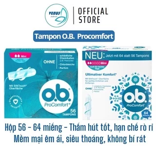 Băng vệ sinh dạng ống tampon OB ProComfort Mini 2 giọt 56 miếng / 64 miếng - Hàng nội địa Đức có bill NEW 2022