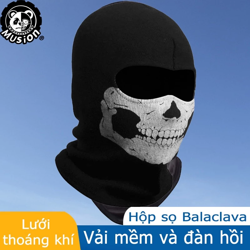 Mũ trùm đầu toàn bộ phối lưới màu trơn/ in họa tiết đầu lâu cá tính nhiều màu sắc tùy chọn dành cho hóa trang