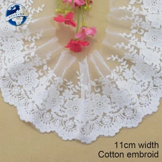 11cm rộng cotton thêu ren cạnh ren vải guipure diy trims mini váy ren ruy băng may mặc Phụ kiện 2879