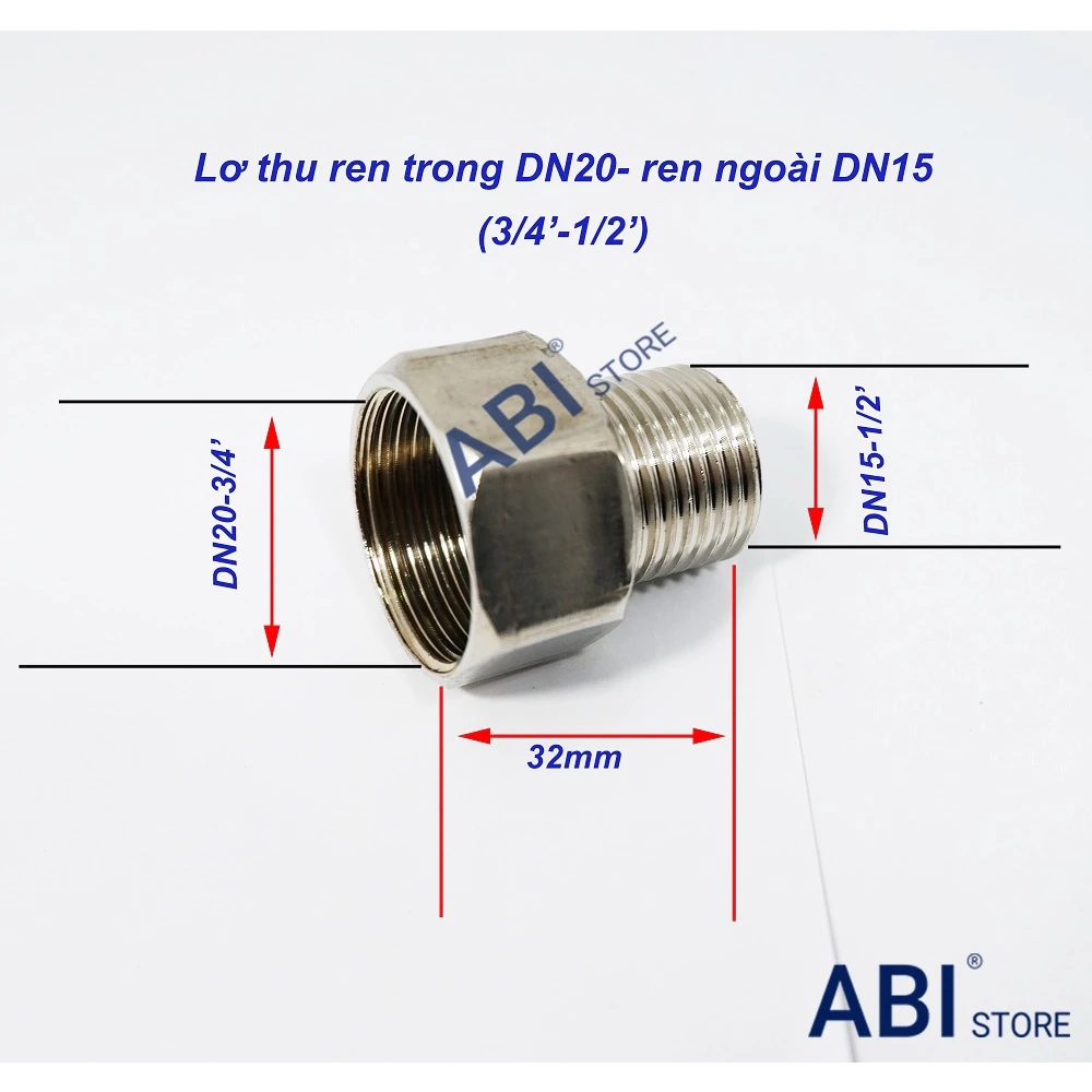 Combo 2-5 Lơ thu ren trong 27 ren ngoài 21, lơ inox, chuyển bậc ren, cà rá inox