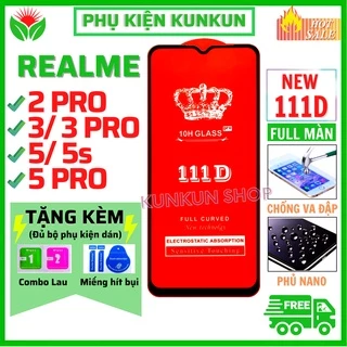 Kính Cường Lực Realme 2 Pro/ 3/ 3Pro/ 5/ 5s/ 5 Pro  - Siêu chất lượng - Full màn hình 111D - Độ cứng 10H