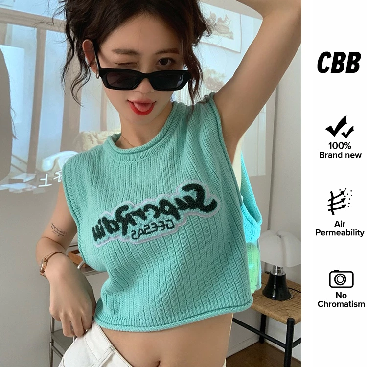 Porozi Áo croptop không tay dáng rộng thời trang retro Hàn Quốc cho nữ