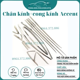 Nẹp viền chân kính, cong kính xe Huyndai Accent 2018- 2019- 2020- 2021- 2022-2023-2024 chất liệu inox 304 sáng bóng