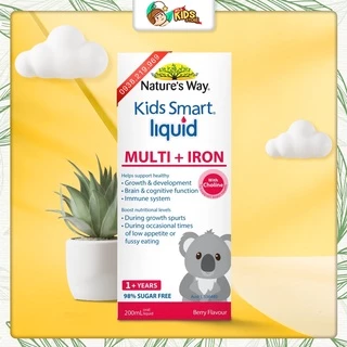 Siro Vitamin tổng hơp và Sắt cho bé Nature's Way Kid Smart Liquid Multi + Iron 200ml Úc