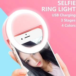 Đèn LED Tròn Kẹp Điện Thoại Hỗ Trợ Chụp Ảnh Selfie Có Thể Sạc