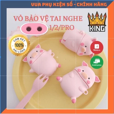 Vỏ bảo vệ bao đựng tai nghe ✔️ case 1&2 và Pro ✔️ Lợn hồng