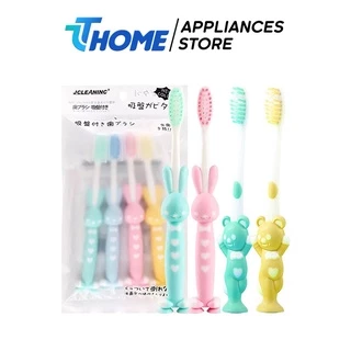 Set 4 bàn chải đánh răng cho bé hình gấu đáng yêu, bàn chải đánh răng tiện ích TT -HOME