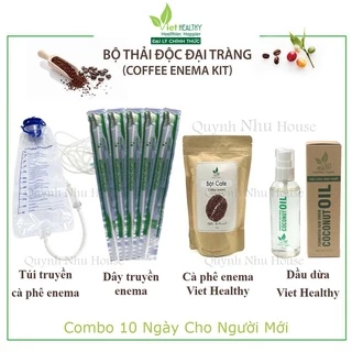 Viethealthy - Bộ thải độc đại tràng cho Người Mới (1 túi súc ruột, 1 cafe, 5 dây truyền, 1 dầu dừa) coffee enema