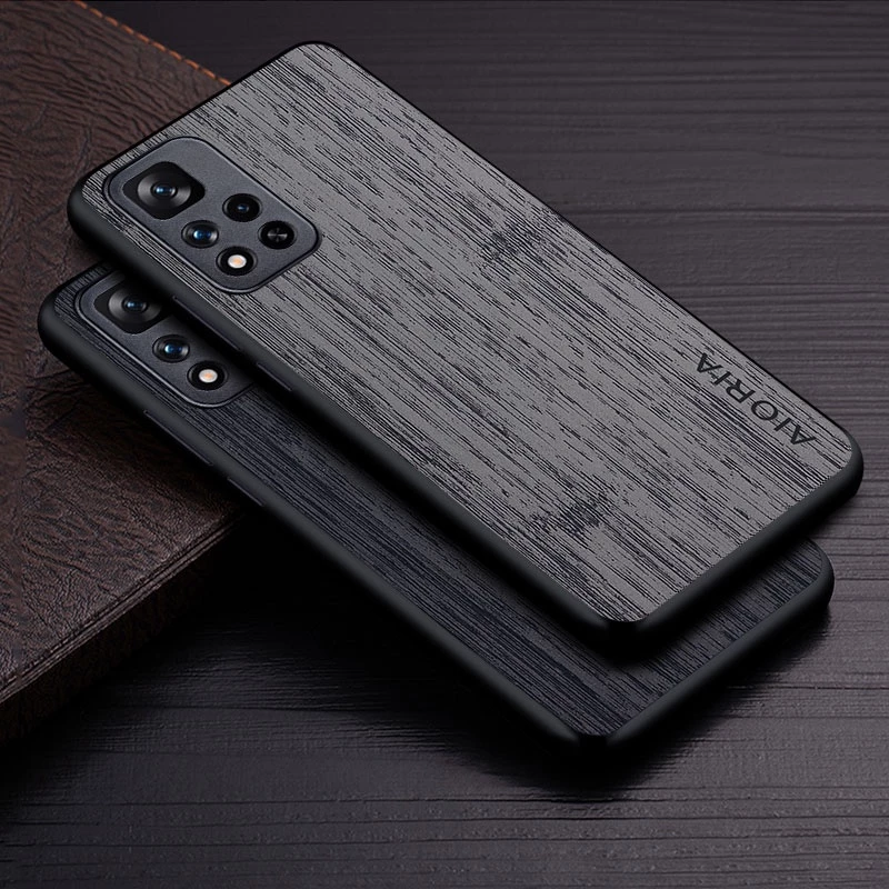 Ốp Lưng Cho Xiaomi Redmi Note 11 Pro 11T 5G funda Họa Tiết Gỗ Tre Da Cao Cấp coque