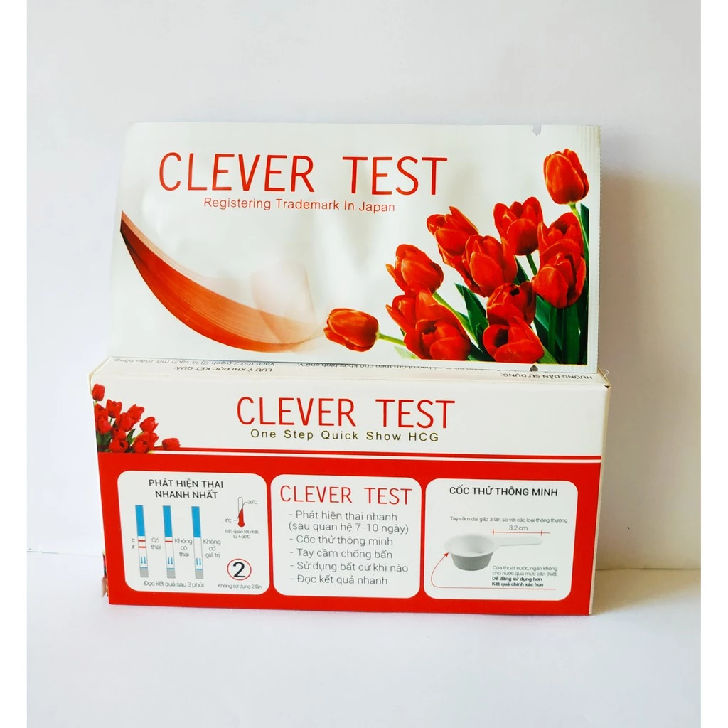 (Có Che Tên) Que Thử Thai Bản To Nhất - Cốc Tay Cầm Chống Bẩn - Phát Hiện Thai Sớm - Chính Xác 100% Clever Test