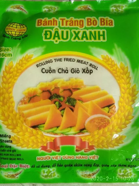 Combo 5 gói B tráng đậu xanh bò bía sz 16/gói 30 lá