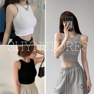 Áo ba lỗ trơn croptop vải tăm borip nhiều màu dáng ôm body Shynstores