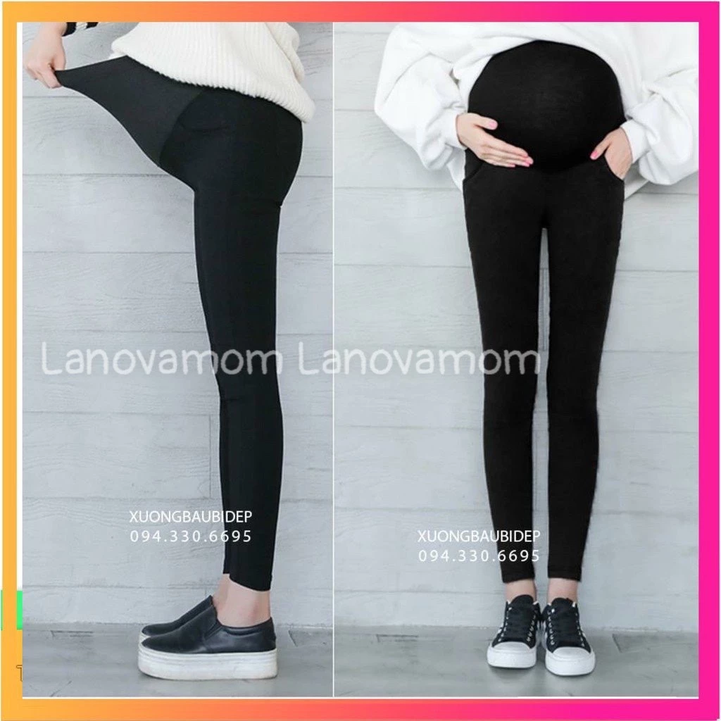 Quần bầu legging có đáp bụng túi cơi có chun chỉnh mặc thoải mái tới khi sinh QB456