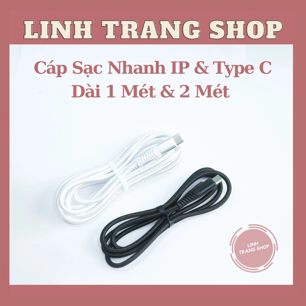 (Có Dài 2M) Cáp Sạc Nhanh IP & Type C, Chuẩn PD (Bảo Hành 1 Năm)