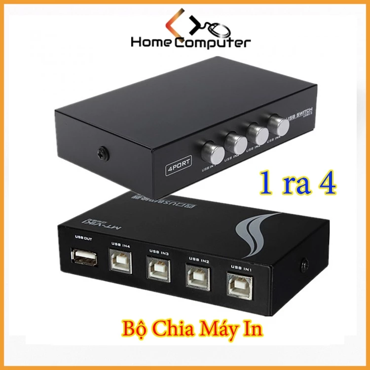 Bộ chia máy in ra 2 cổng, 4 cổng. bảo hành 6 tháng.Home Computer