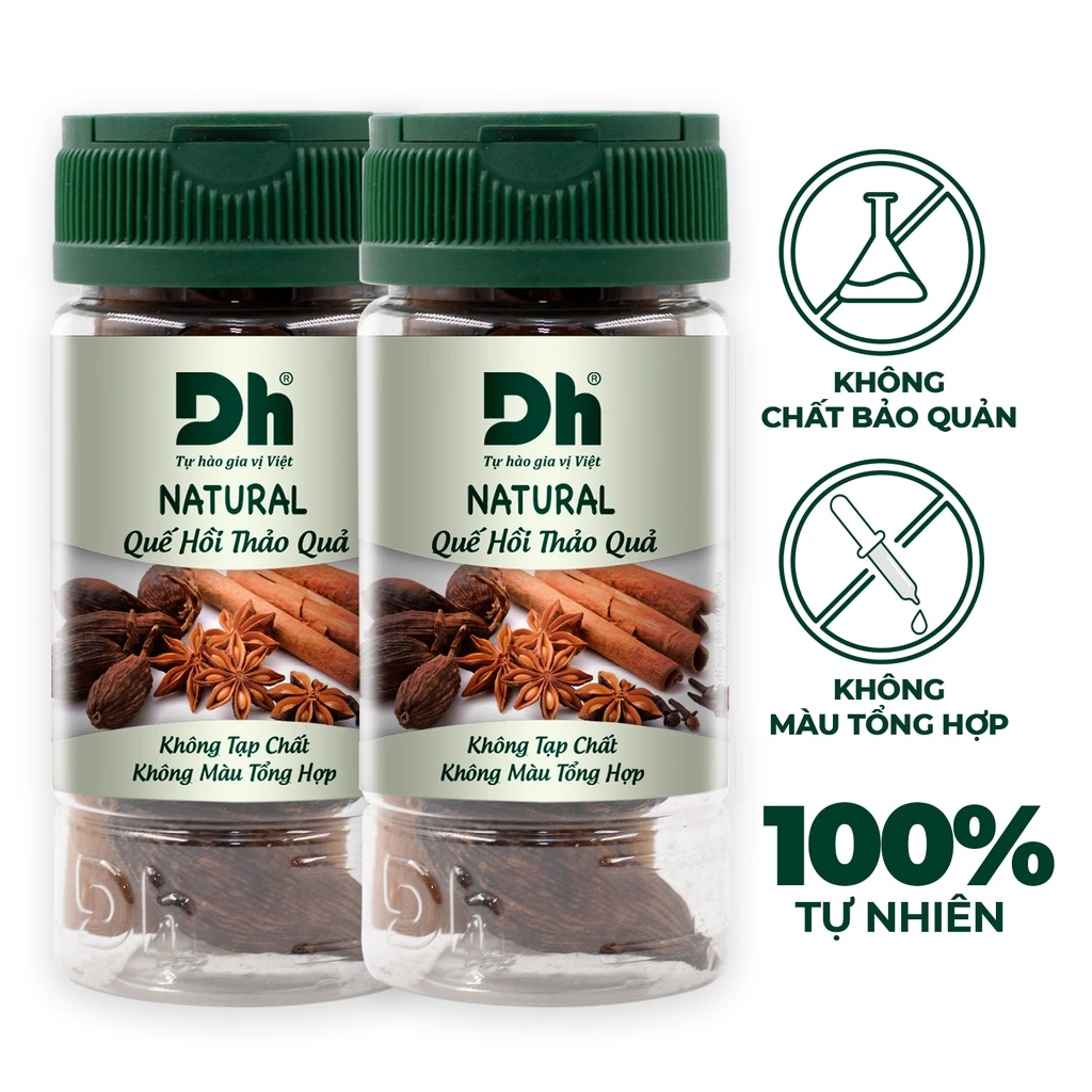 Combo 2 hũ natural quế hồi thảo quả 25gr Dh Foods