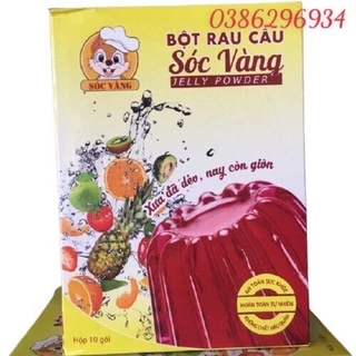 1 Hộp (10 gói x 12gr) Bột Rau Câu Sóc Vàng làm thạch giòn, dẻo pha sẵn tiện lợi