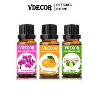 Tinh dầu 10ml Vdecor combo 3 chai nguyên chất 100% từ thiên nhiên