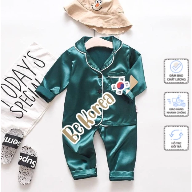 Đồ bộ Pijama lụa mềm cho bé trai bé gái pijama tay dài cho bé thoải mái có giấc ngủ ngon