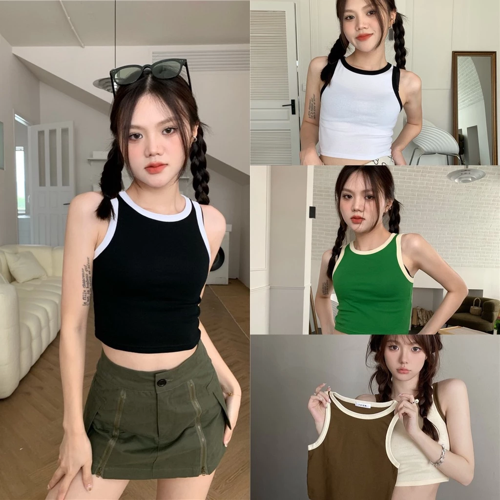 ÁO BA LỖ CROPTOP NỮ PHỐI VIỀN NHIỀU MÀU SIÊU XINH