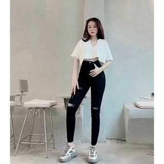 Quần jeans nữ lưng cao ôm body, quần bò nữ lưng siêu cao mã 07