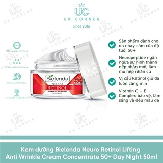 [Bill UK] Kem dưỡng Bielenda Neuro Retinol Lifting Anti Wrinkle Cream Concentrate 50+ Day Night 50ml