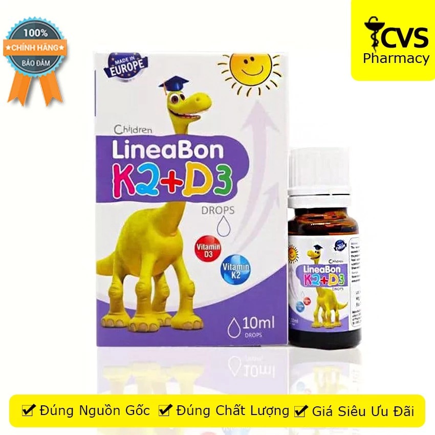 Siro Bổ Sung Vitamin Tăng Chiều Cao Cho Bé Lineabon K2+D3 Ergopharm 10Ml - cvspharmacy