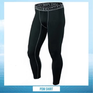 QUẦN GIỮ NHIỆT COMBAT PRO LEGGING TẬP GYM NAM DÁNG DÀI MÀU ĐEN